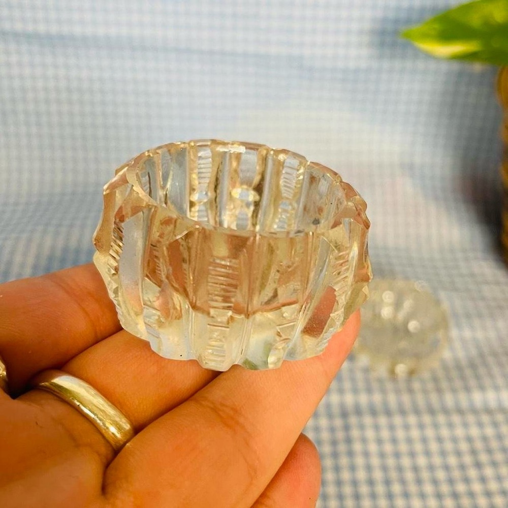 Vintage Cut Glass Set of 2 Salt Cellars Kitchen Dining Table Fancy Seasoning - Picture 2 of 6
